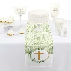 Big Dot of Happiness Elegant Cross - Petite Religious Party Paper Table Runner - 12 x 60 inches