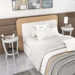 Costway 2 PCS 2-Tier End Table 18'' Round Compact Sofa Side Nightstand with Storage Shelf Espresso/White