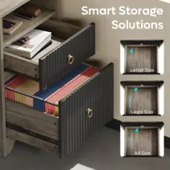 Bestier 55 Inch Office Desk with Drawers, Keyboard Tray, 2 Hooks, Modern Fluted Computer Desk for Home