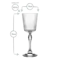 Bormioli Rocco America '20s 8.5 oz Cocktail Glasses - Set of 4, Vintage-Inspired Teardrop Detail & Decorative Stem, Glass Clarity with Laser Cut Rim