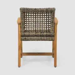 Hampton 2pk Acacia Wood & Wicker Dining Chairs - Natural/Gray - Christopher Knight Home