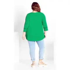 Women's Plus Size  Rib Henley Top - green | AVENUE