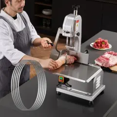 VEVOR Band Saw Blade, 51.2x0.63x0.02 inch, 5 PCS/Pack Meat Bandsaw Blades for Replacement, Carbon Steel Blade, Meat Cutting, Silver