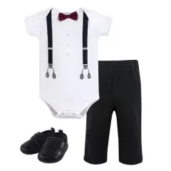 Little Treasure Baby Boy Cotton Bodysuit, Pant and Shoe 3pc Set, Man Of Your Dreams