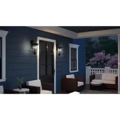 Urban Ambiance Luxury Cosmopolitan Outdoor Wall Light,  22"H x 9"W,  Midnight Black Finish, UHP1263