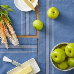 DII French Stripe Placemat Set 6 Piece, Blue Chambray, 13x19"
