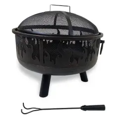 Wood Burning Outdoor Fire Pit with Flames - Black - Endless Summer