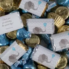 130 pcs Boy Baby Shower Candy Hershey's Chocolate Mix (1.65 lb) - Blue Baby Elephant - By Just Candy