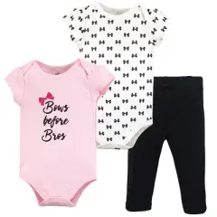 Little Treasure Baby Girl Cotton Bodysuit and Pant Set, Bows