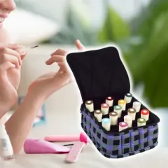 Unique Bargains Nail Polish Carrying Case Nail Polish Organizer Case for 30 Bottles 15ml/0.5 fl.oz Travel Storage Bag Nylon Purple Gray 1 Pcs