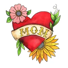 Junior's Design By Humans Watercolor Flower Mom Tattoo By latheandquill T-Shirt