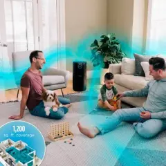 Shark Air Purifier MAX with True NanoSeal HEPA, Cleansense IQ, Odor Lock, Cleans up to 1200 Sq. Ft, Charcoal Gray, HP202