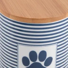 Bone Dry Ceramic Treat Canister - Navy Stripe With Paw Patch