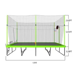 QingMoon 10FT &times; 17FT Rectangle Recreational Trampoline With A PE Protective Cover,Basketball Board,Net,Inflatable Device,Ladder For Kids Adults