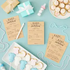 Sparkle and Bash 50-Sheets Baby Shower Prediction and Advice Cards for Parents to Be, Gender Neutral Party Game, Gender Reveal Games (5x7 in)