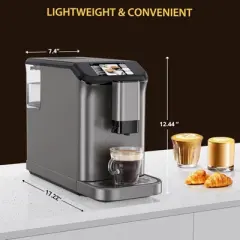Garvee Fully Automatic Espresso Coffee Machine,20 Bar Espresso with Milk Frother and Adjustable Espresso Bean Grinder, 1.5L Serve with Touch Screen
