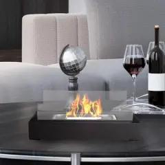 Hastings Home Bio Ethanol Ventless Tabletop Fire Pit with 360-View (Black)