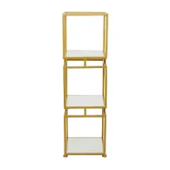 Glam Metal Marble Square Shelving Unit 3 Tier Gold - Olivia & May