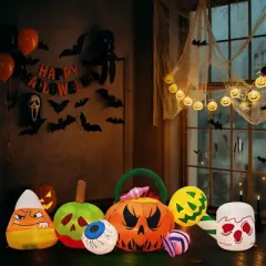Angel Sar 8FT Halloween Inflatable with Pumpkins, Eyeballs & Candy, LED Lighted Outdoor Decoration for Lawn and Garden