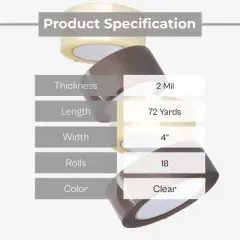 PSBM 18 Rolls Clear Acrylic Label Protection Tape 3.8" x 72 Yards, 2 Mil