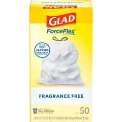 Glad ForceFlex Drawstring Fragrance Free Trash Bags - 13gal/50ct
