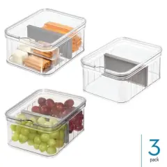 iDesign Small Fridge Bin with Removable Divider - Clear/Gray