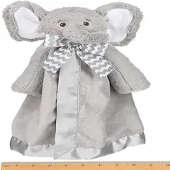 Bearington Baby Lil' Spout Snuggler, Gray Elephant Security Blanket, 15 inches
