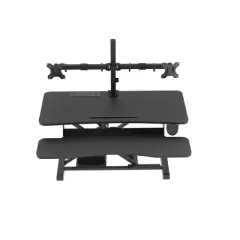 37.4" Electric Standing Desk Converter with Dual Monitor Mount Arm Black - Rocelco