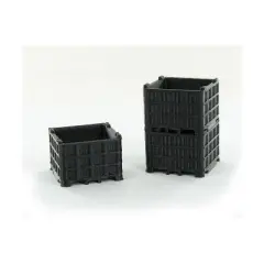 3D to Scale 1/64 3 Pack of 3D Printed Black Plastic Bin Pallets 64-252-BK