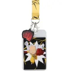 One Punch Man Lanyard ID Badge Holder Manga Saitama w/ Rubber Pendant