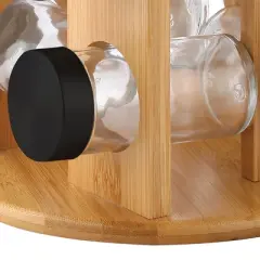 ELLE Decor 12-Jar Spice Rack Organizer, Black and Wood in Multicolored