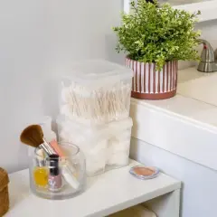 IRIS USA Vertical Storage Container, Stackable Plastic Bin for Stationery, Clear