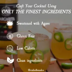 Crafted Cocktails Margarita Mix: 2 Pack:&nbsp; 60 Calories Per Serving, All Natural Lime Juice and Organic Agave: Makes 8 Cocktails Per Bottle