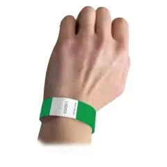 C-Line&reg; DuPont&trade; Tyvek&reg; Security Wristbands, Green, Pack of 100