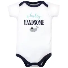 Little Treasure Baby Boy Cotton Bodysuits 3pk, Whale Suspenders
