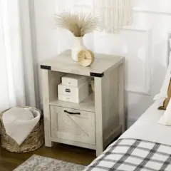 HOMCOM Industrial Side Table with 1 Drawer 1 Open Shelf and Big Tabletop