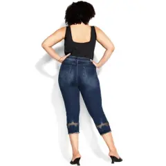 Women's Plus Size Nava Detail Crop Jean - dark wash | AVENUE