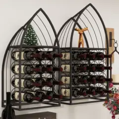 Boersma Sailboat Shaped Wine Cabinet Rack, 2 Piece Display Rack, Freestanding Wine Cabinet with Bottle Storage, Spirits and Wine Home Bar, Kitchen