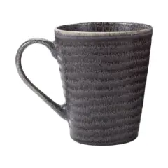 Elanze Designs Modern Chic Ribbed Ceramic Stoneware Dinnerware Mugs Set of 4 - Charcoal Grey