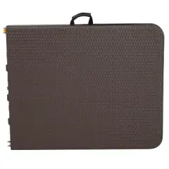 Emma and Oliver 6-Foot Bi-Fold Brown Rattan Plastic Folding Table with Handle - Event Table