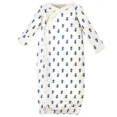 Touched by Nature Baby Girl Organic Cotton Side-Closure Snap Long-Sleeve Gowns 3pk, Garden Floral