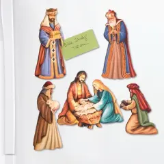 Collections Etc Nativity Scene Wooden Refrigerator Magnets - Set of 5