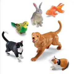 Learning Resources Jumbo Domestic Pets: Cat, Dog, Rabbit, Guinea Pig, Fish and Bird, 6 Animals, Ages 2+