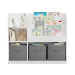 TopComfy Decorative Bookshelf Kids Bookcase with Fabric Drawers for Bedroom Playroom Nursery, 36.22"*11.81"*31.5"