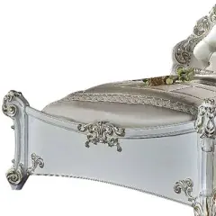 Acme Furniture 100" California King Bed Vendome Bed Synthetic Leather and Antique Pearl Finish: Chrome Frame, Tufted Design