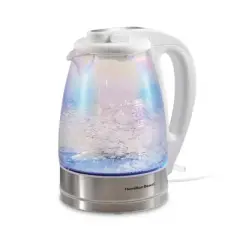 Hamilton Beach 1.7 Liter Irid Glass Kettle 41055: Electric Water Heater, Clear Tea Maker, 1500W Hot Pot, Hand Wash