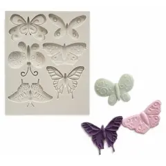 O'Creme Butterfly Silicone Fondant  Mold -  3" x 4" - 6 cavities White