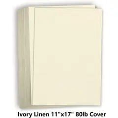 Hamilco Ivory Linen Textured Cardstock Thick Paper - 11 x 17" Heavy Weight 80 lb Cover Card Stock - 25 Pack