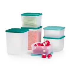 Tupperware 12pc Square Stacking Food Storage Containers with Lids - Green
