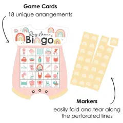 Big Dot of Happiness Hello Rainbow - Picture Bingo Cards and Markers - Boho Baby Shower Shaped Bingo Game - Set of 18